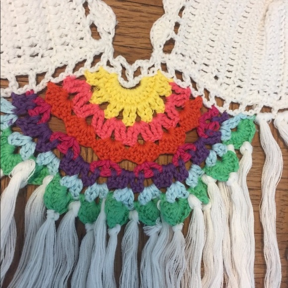 Rainbow crochet top bikini bra rave burning man - Picture 6 of 6