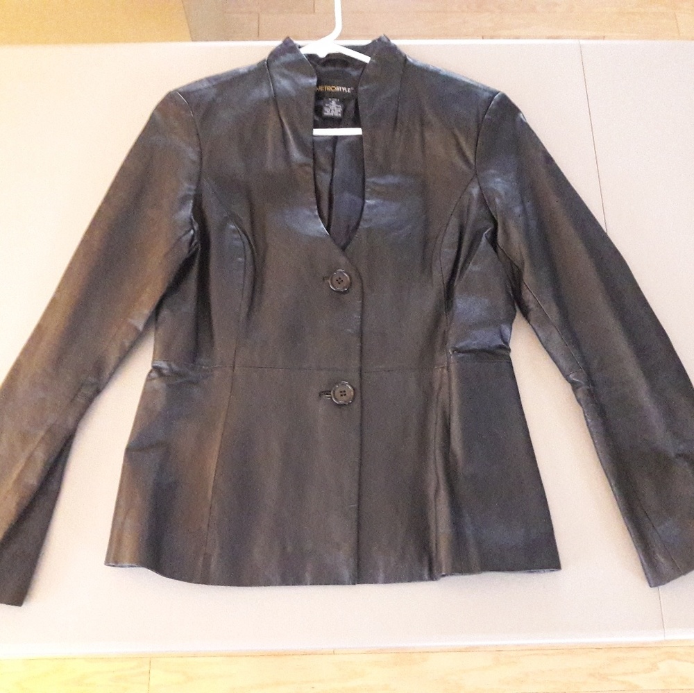Women's Black Leather Blazer Size 10
