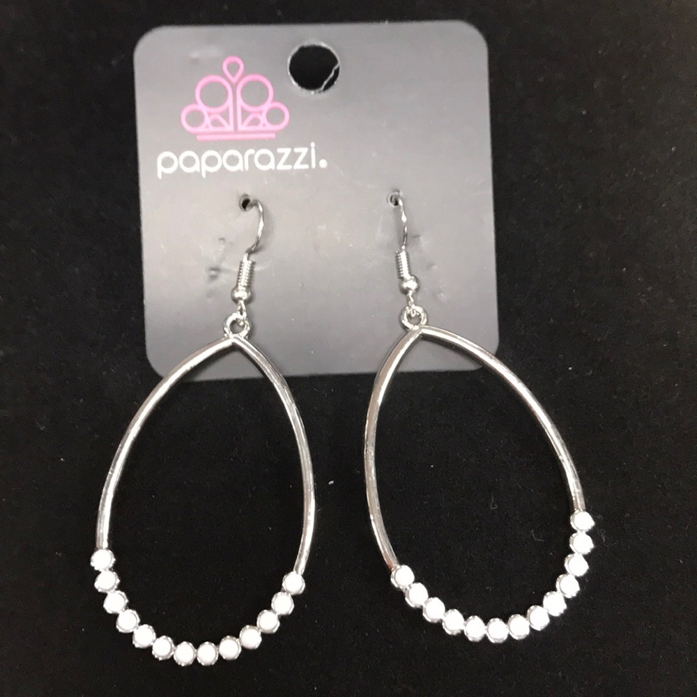 Silver and white earrings!