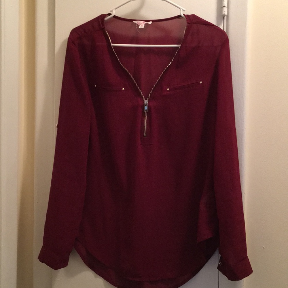 Burgundy Sheer Blouse