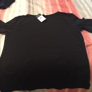 NWT Ralph Lauren 2X Black top 3/4 cuff sleeves