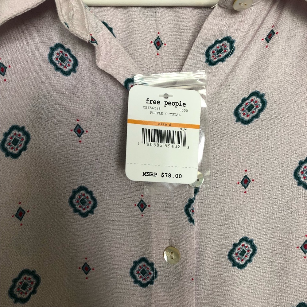 NWT Free People Printed Top - Picture 5 of 6