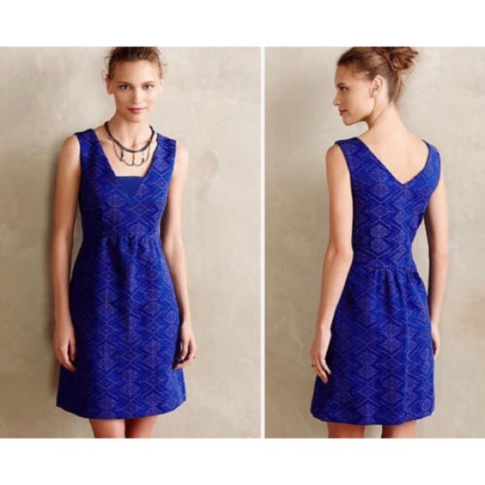 Anthropologie Maeve Blue Purple Print Dress