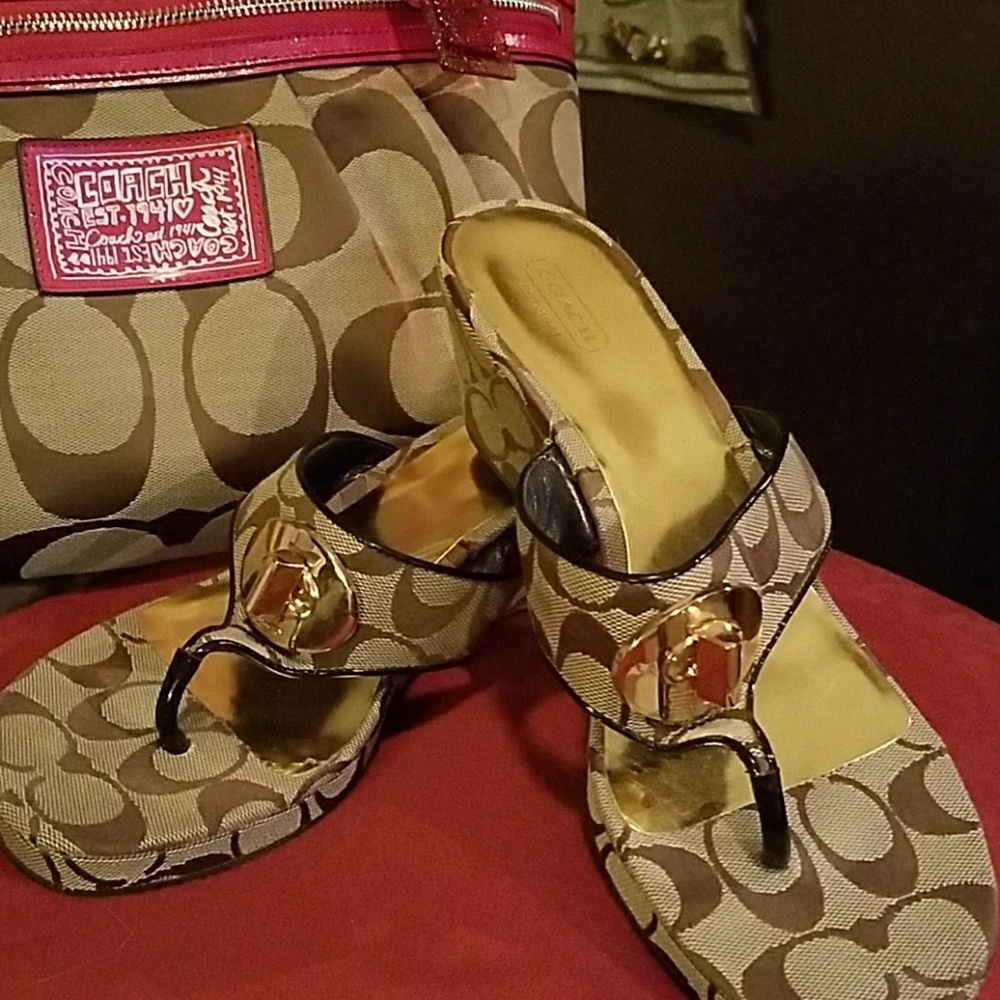 Size 9 Coach brown with gold hardware sandal
