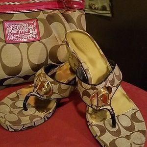 Size 9 Coach brown with gold hardware sandal