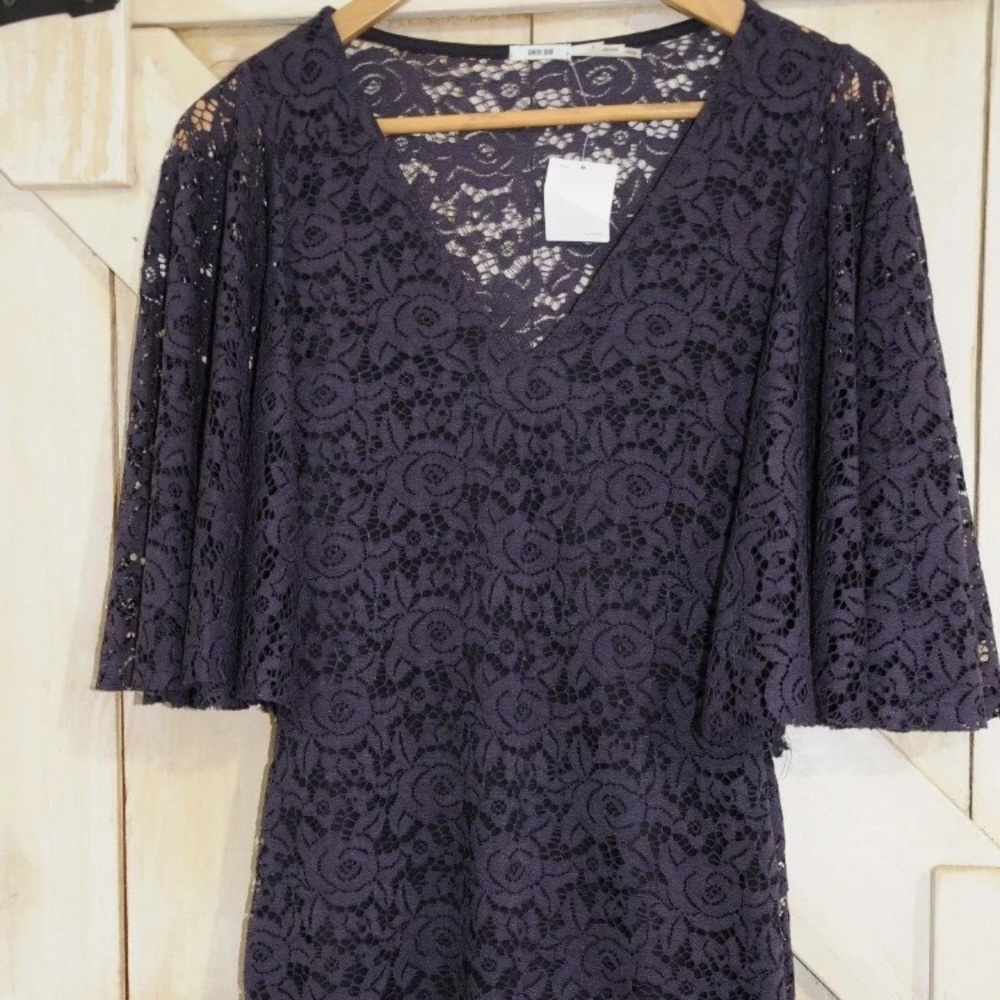 Kimchi Blue s eggplant exaggerated bell lace dress