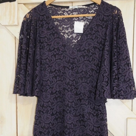 Kimchi Blue s eggplant exaggerated bell lace dress - Picture 1 of 4