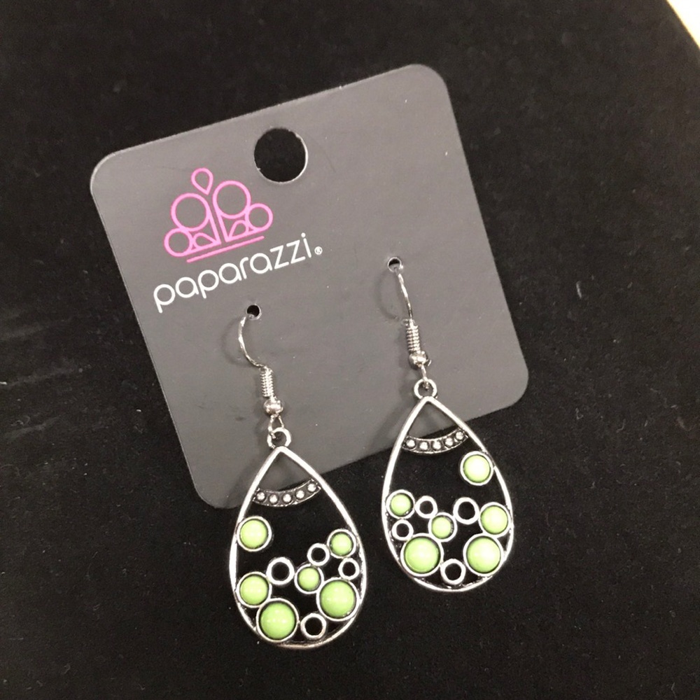 Lime Green silver Earrings