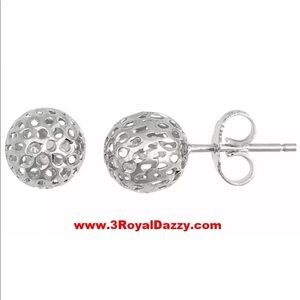 Round Hollow Shiny  Ball Earring 18k on 925