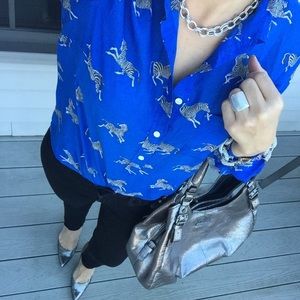 J Crew Classic popover in zebra print Sz 4