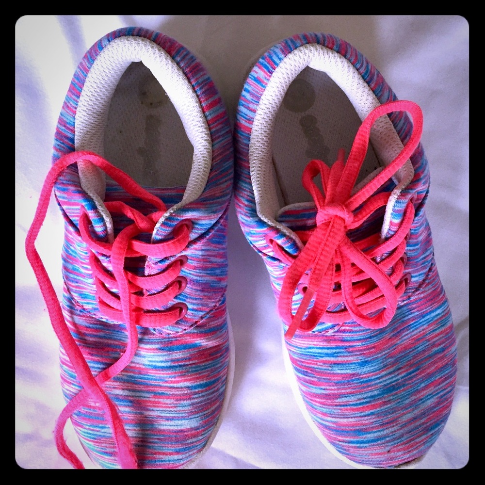 Pink and blue sneakers