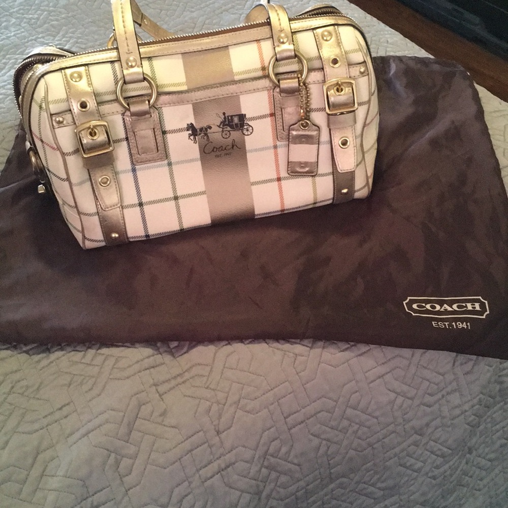 EUC Coach Heritage Tattersall Stripe Satchel Bag