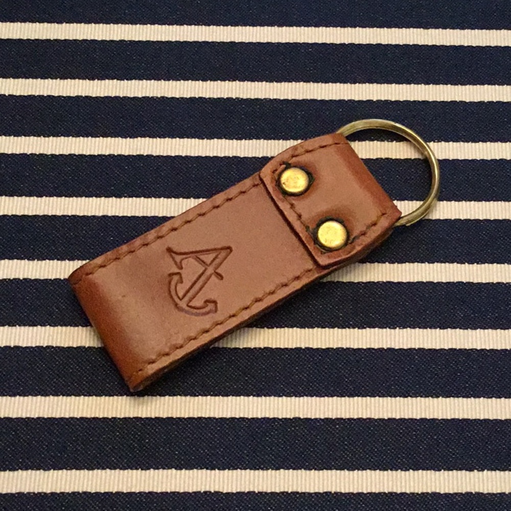 Genuine Leather Key Fob by Anchored Style, tan