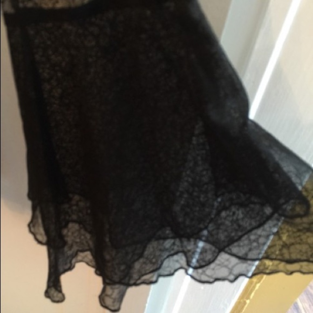 Black Sheer Lace Top with Bell Sleeves - 12 - EUC - Picture 3 of 3