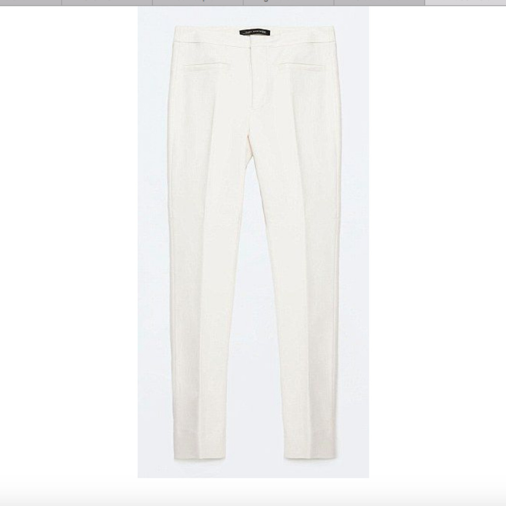 Zara Woman Straight Leg Trousers in Light Creme