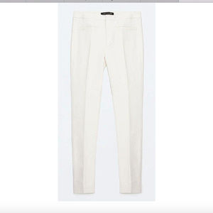 Zara Woman Straight Leg Trousers in Light Creme