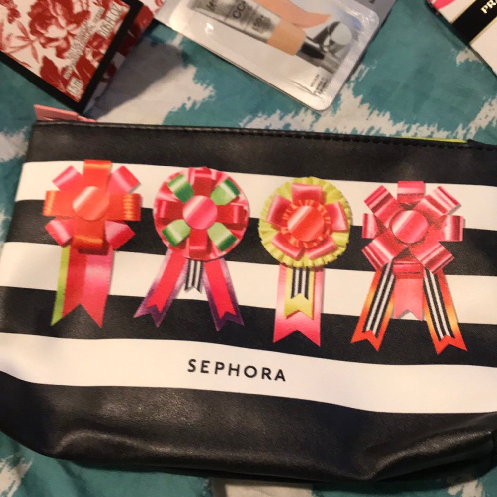 Sephora makeup case w/ sample size makeup & parfum