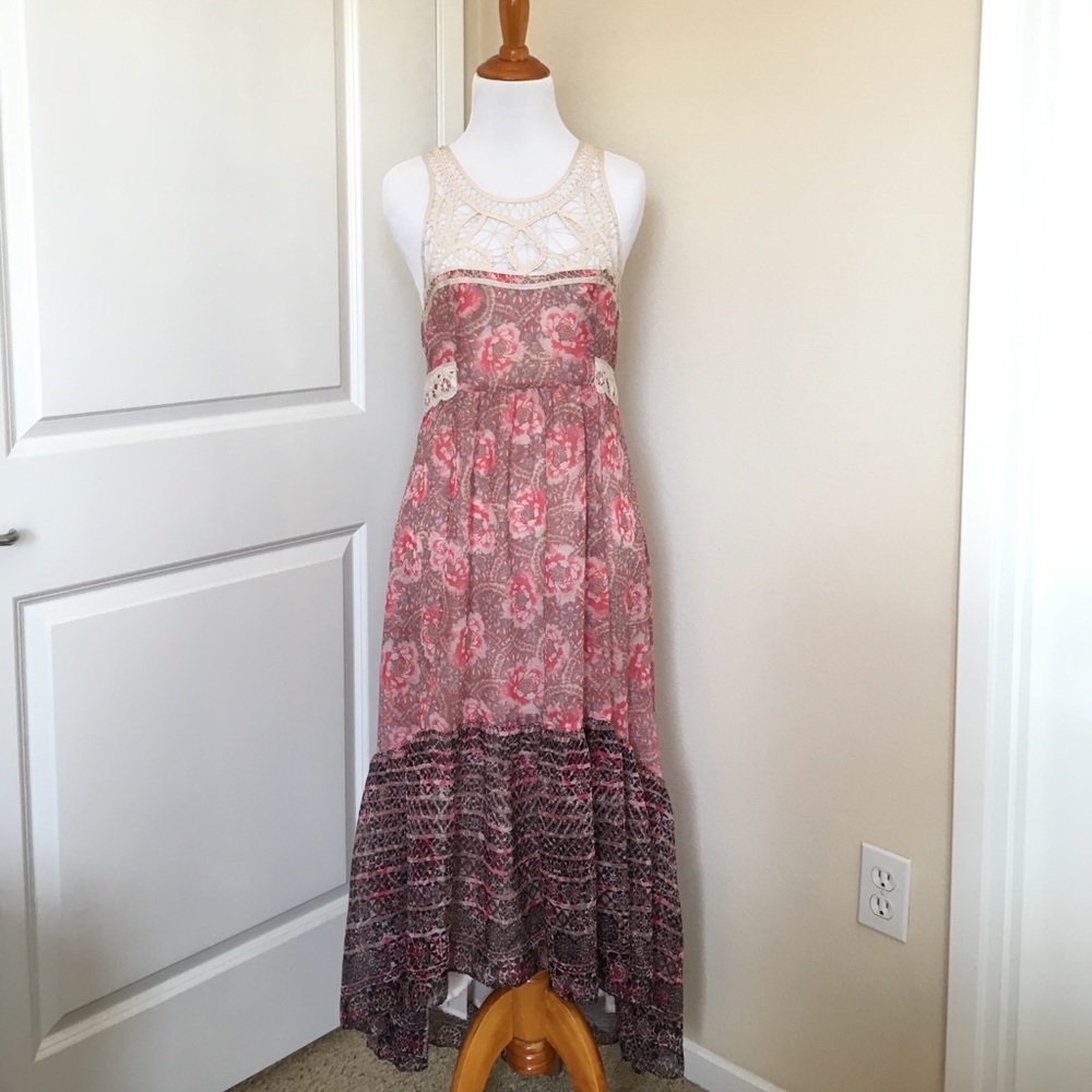 Free People Crochet Prairie High Low Dress