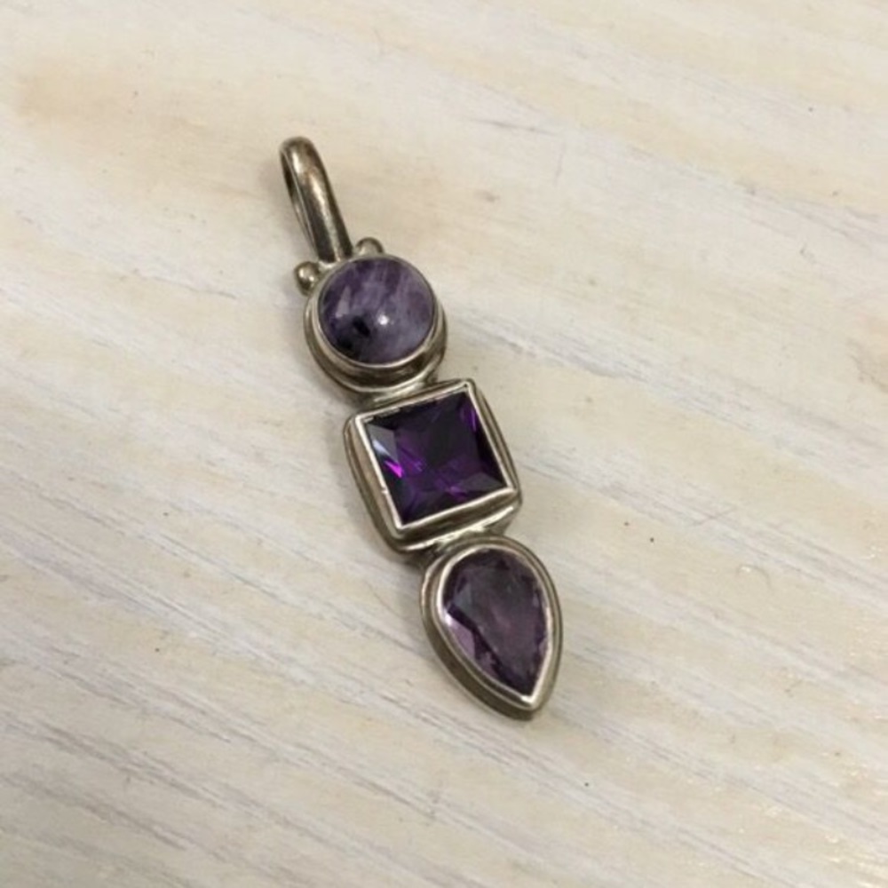 Sarda mystic purple quartz 925 silver pendant