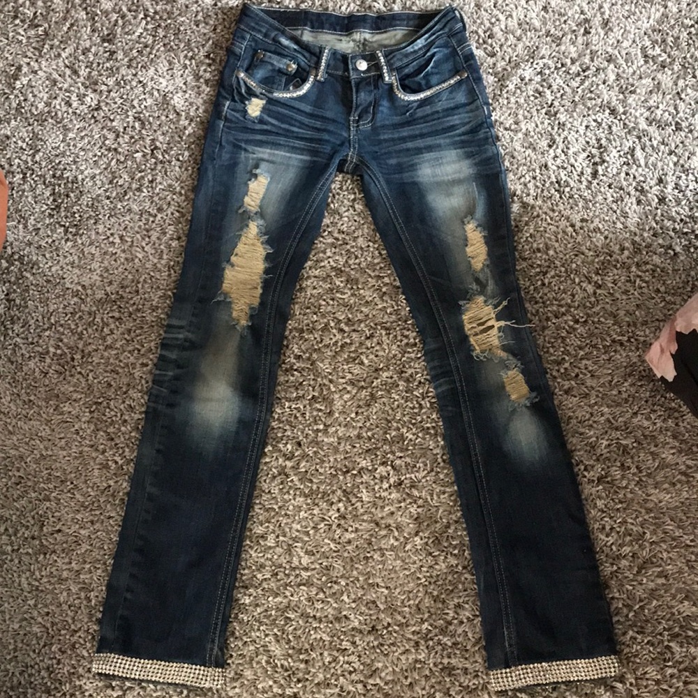 A7 Swarovski Crystal skinny Jeans