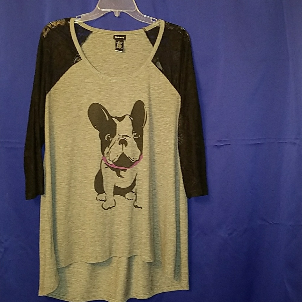 Torrid size 0 boston terrier tunic lace sleeves