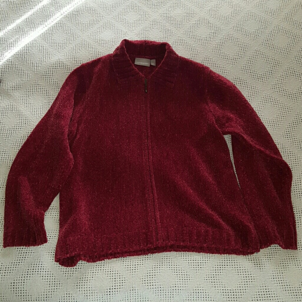 Zip Up Sweater Croft & Barrow XL Red