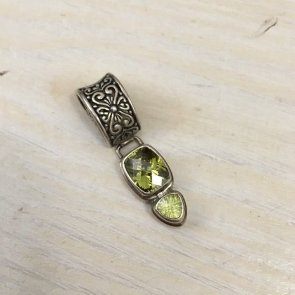 Sarda green yellow quartz 925 silver pendant