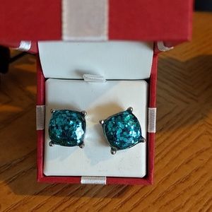 Large Teal square earrings