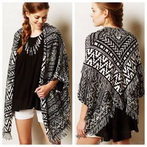 Anthropolgie Fringed Jacquard Cardigan Size M