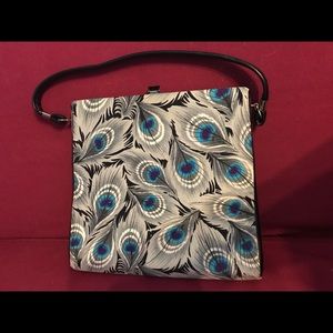 Vintage peacock feather patterned purse