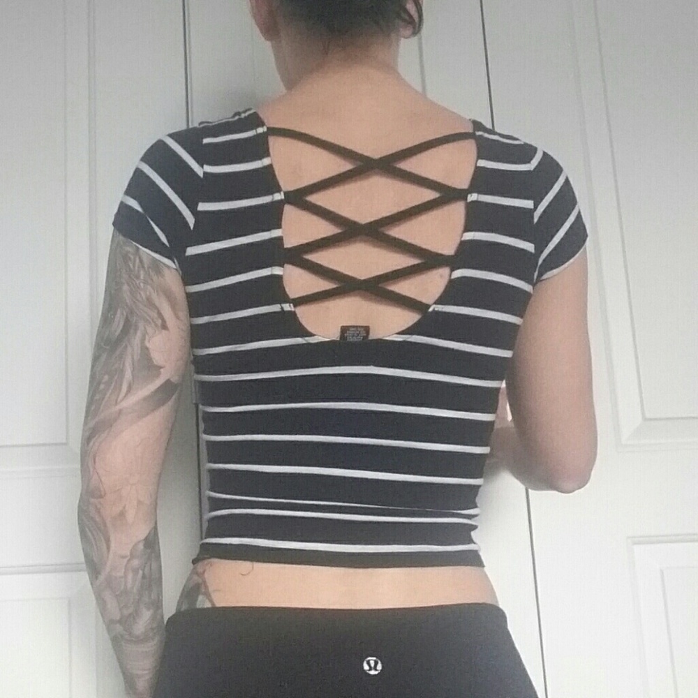 Crop Top Tshirt with criss cross cutout  design