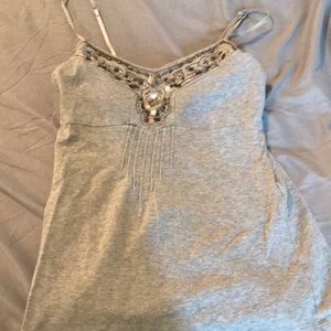 Beaded gray tank top