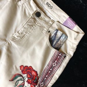 NWT Urban Outfitters Embroidered Mid Rise Pants