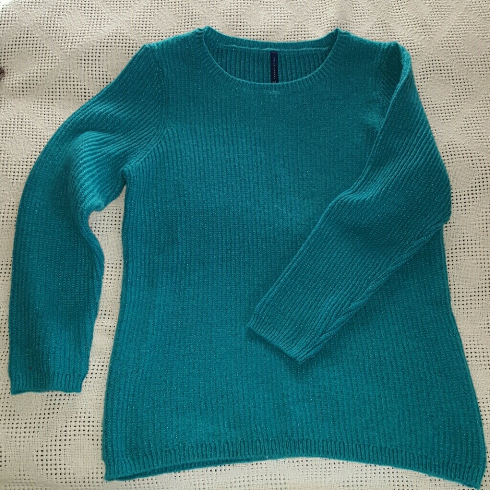 Woman's Fall Creek 1X Green Sparkley Sweater