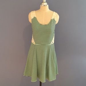 Poof Couture Turquoise Stripped Tank Skater Dress 👗 w Lace Detail Size L