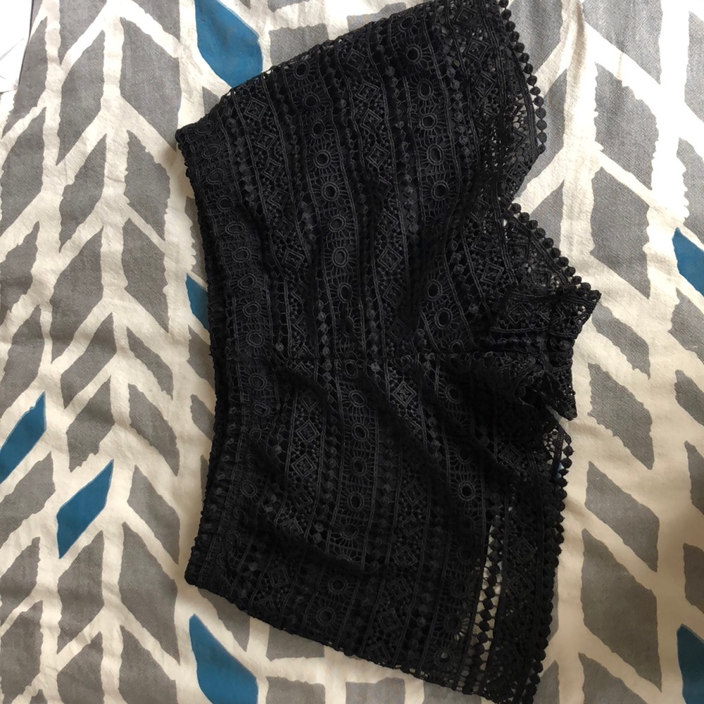 Black patterned cutout shorts
