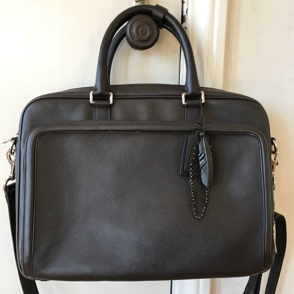COACH Leather Briefcase in Chocolate Brown
