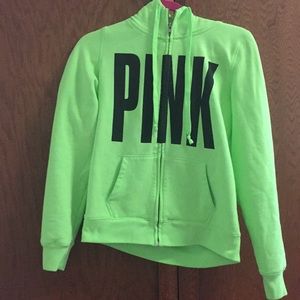 VS Pink Green Hoodie Zip Up