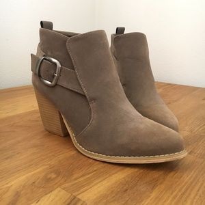 Vegan Suede Western Ankle Boots