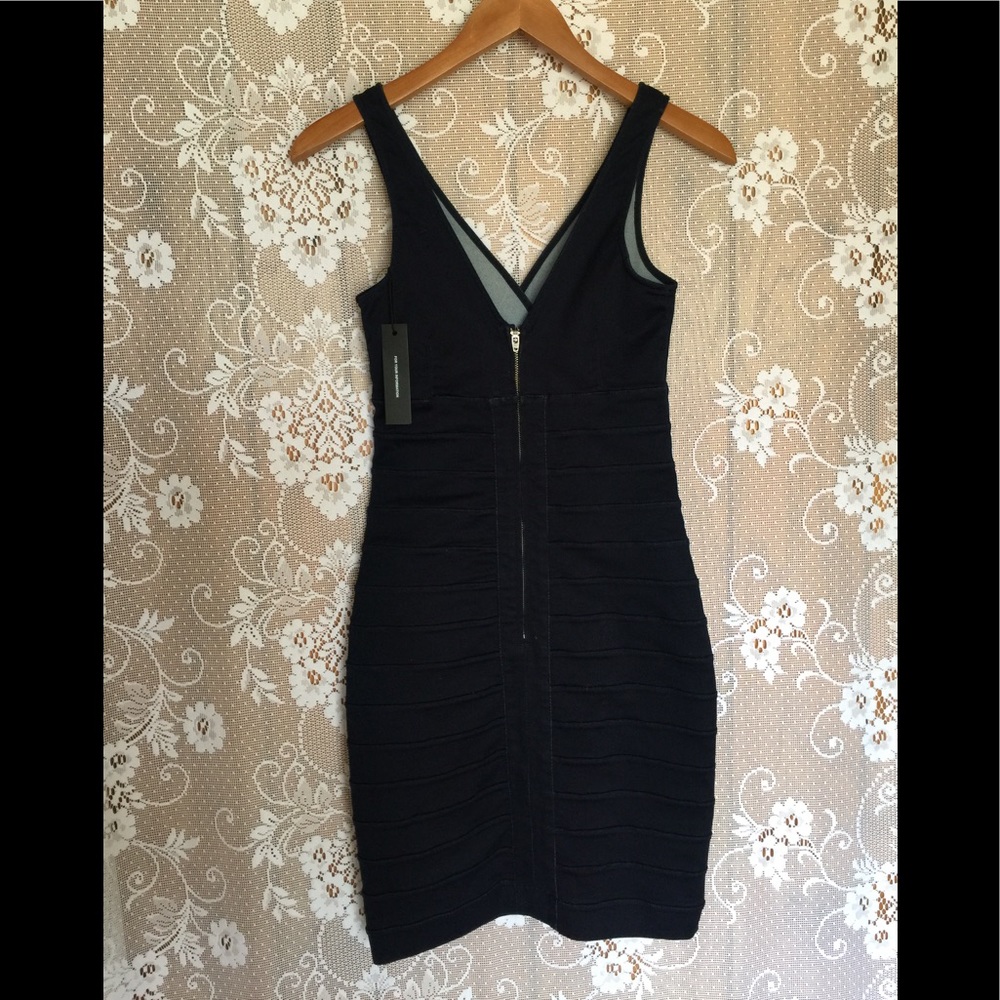 Express Dark Indigo Denim Stretchy Textured Dress - Picture 3 of 6