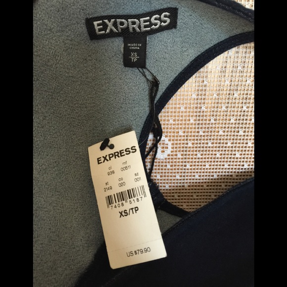 Express Dark Indigo Denim Stretchy Textured Dress - Picture 5 of 6