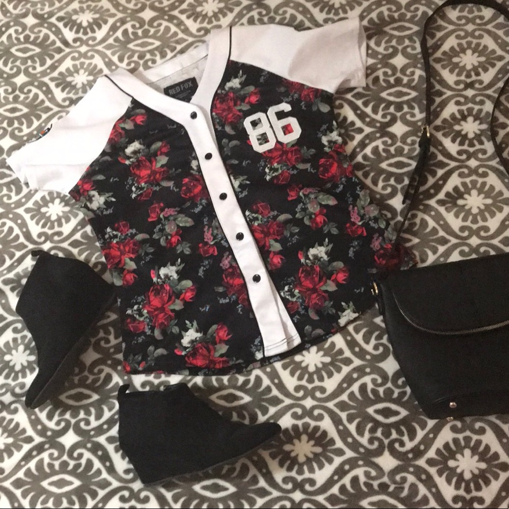 🌹 ROSE 🌹 printed baseball jersey juniors XL