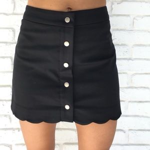 Scalloped Hem Button Up Mini Skirt