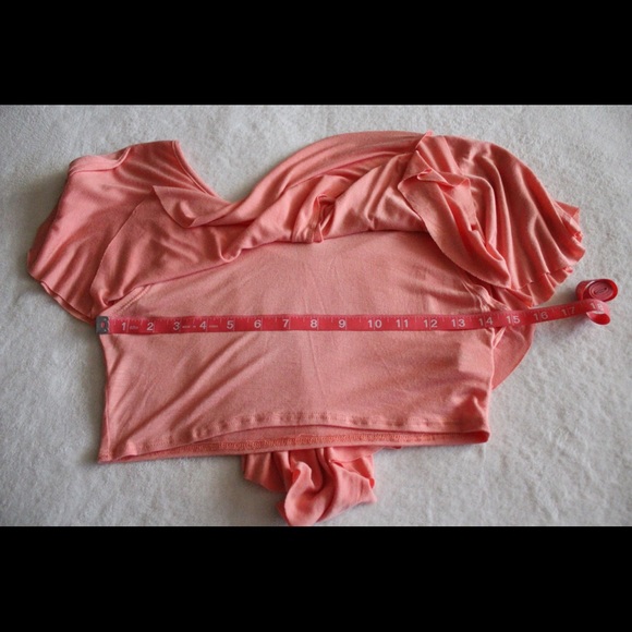 Peach Ruffle V Neck Crop Top - Picture 7 of 8