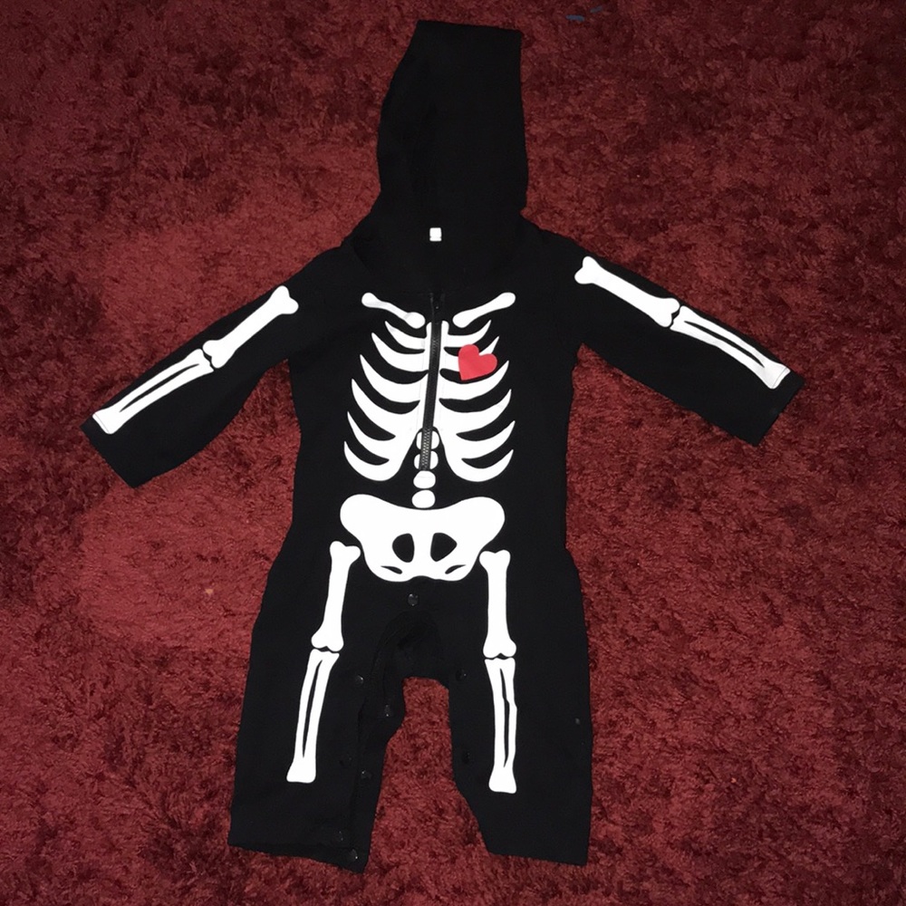 Skeleton hooded onesie