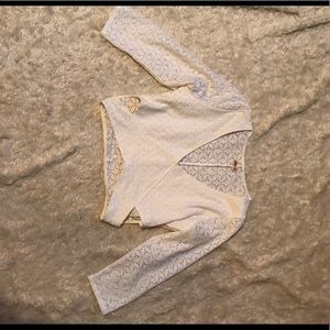 White cutout lace crop top