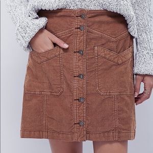 Free People Hold My Hand Corduroy Button Skirt