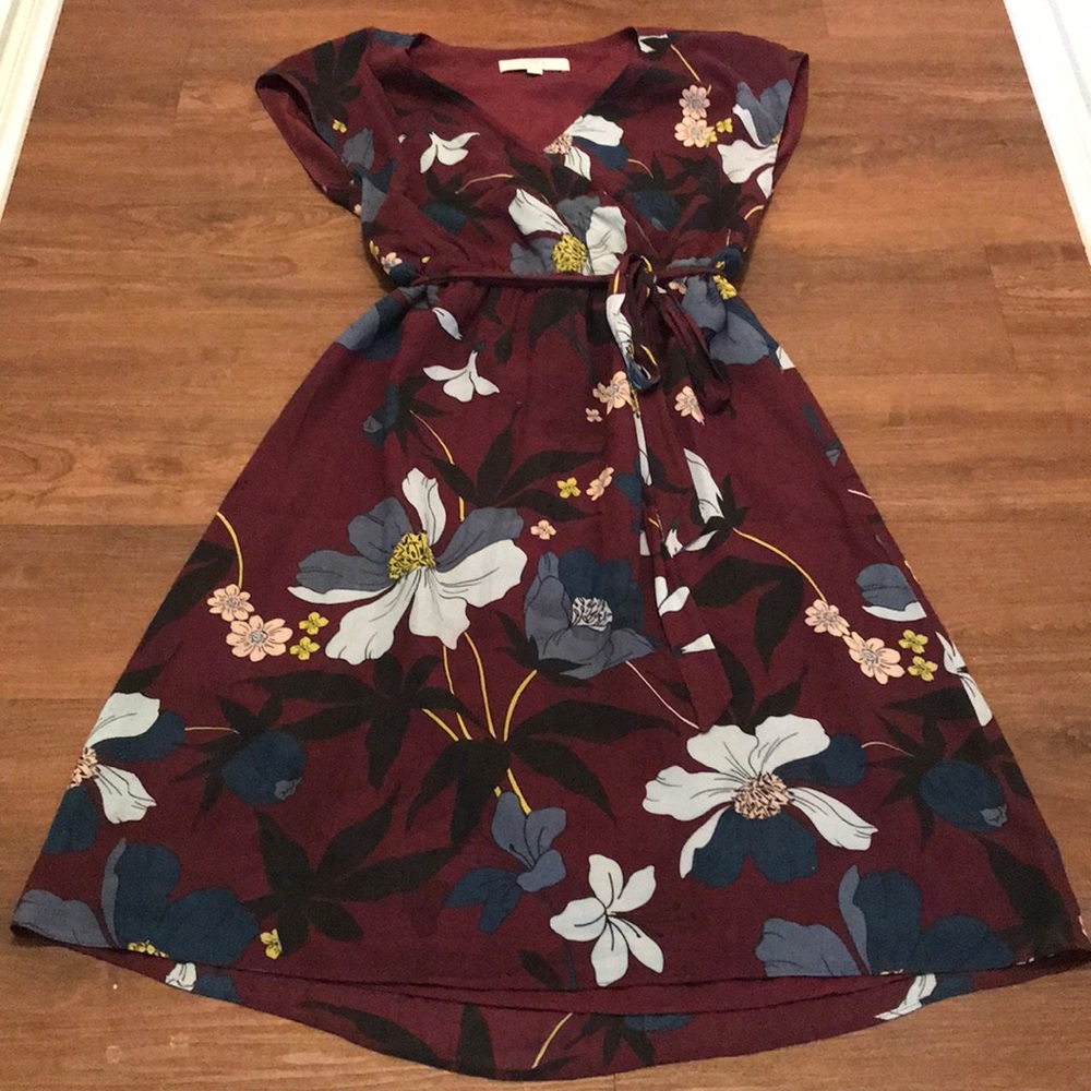 Loft faux wrap top dress with waist tie