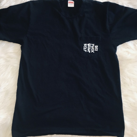 navy blue supreme shirt