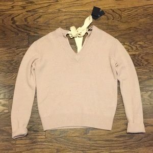 Joseph Cashmere V-neck Pearl Sweater New With Tags